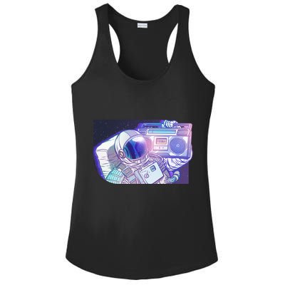 Retro Astronaut Galazy Boombox Ladies PosiCharge Competitor Racerback Tank