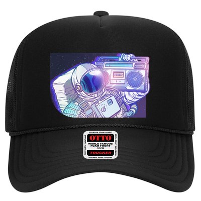 Retro Astronaut Galazy Boombox Trucker Hat