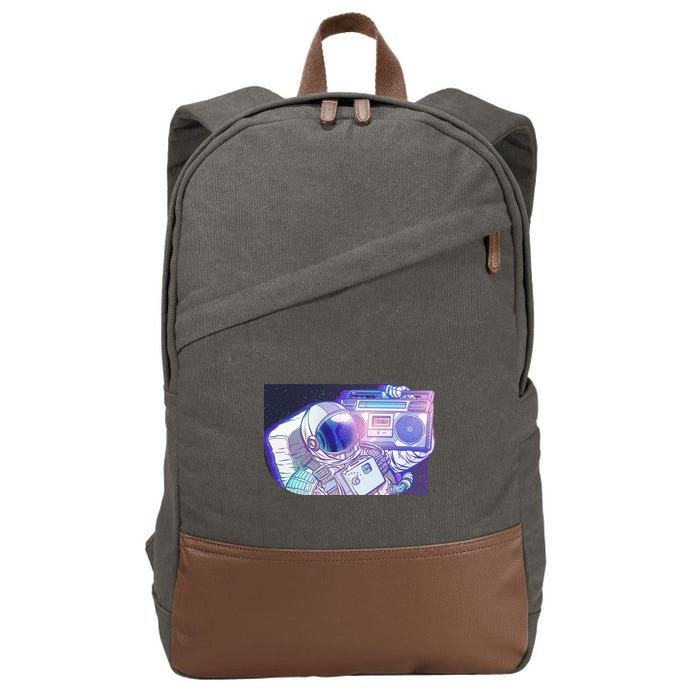 Retro Astronaut Galazy Boombox Cotton Canvas Backpack