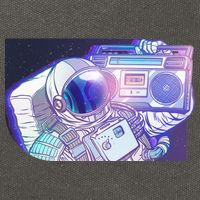 Retro Astronaut Galazy Boombox Cotton Canvas Backpack