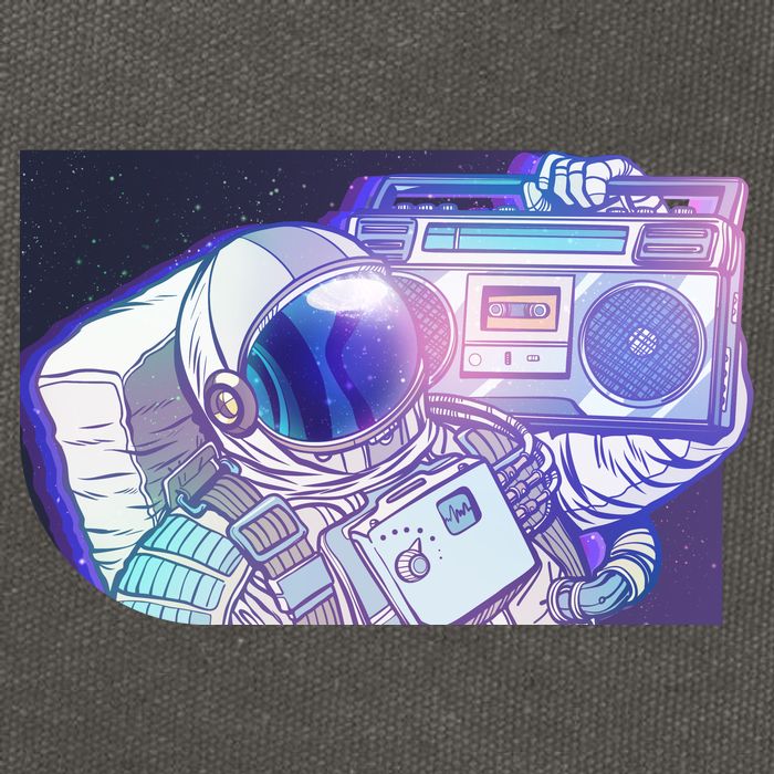 Retro Astronaut Galazy Boombox Cotton Canvas Backpack