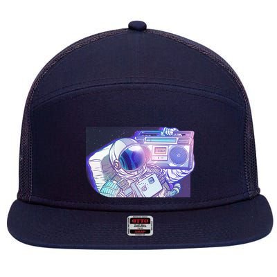 Retro Astronaut Galazy Boombox 7 Panel Mesh Trucker Snapback Hat