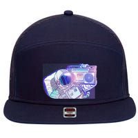 Retro Astronaut Galazy Boombox 7 Panel Mesh Trucker Snapback Hat