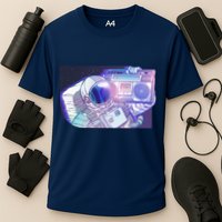Retro Astronaut Galazy Boombox Performance Shirt