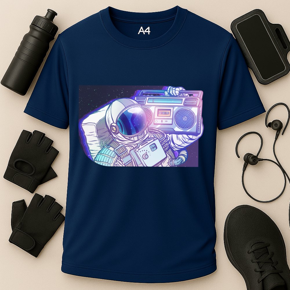 Retro Astronaut Galazy Boombox Performance Shirt