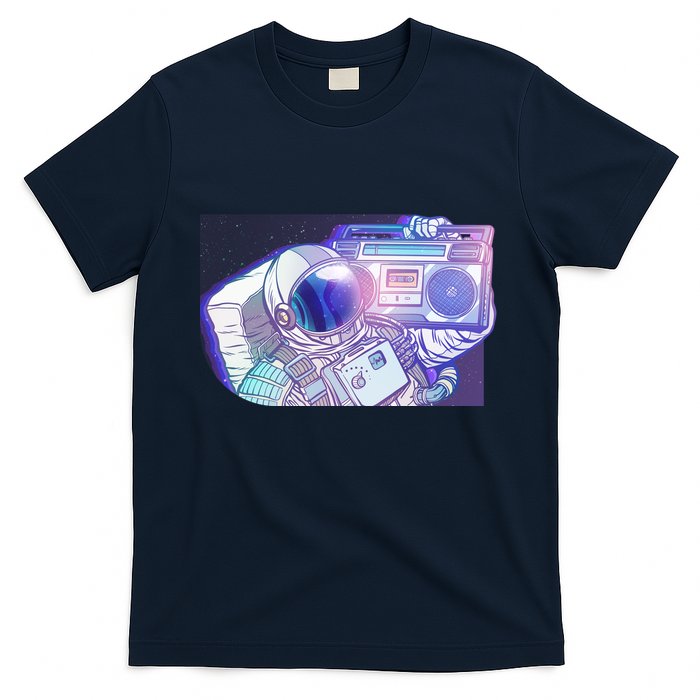 Retro Astronaut Galazy Boombox T-Shirt