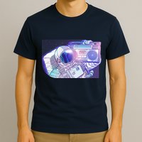 Retro Astronaut Galazy Boombox T-Shirt