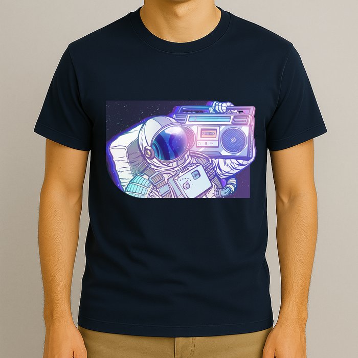 Retro Astronaut Galazy Boombox T-Shirt