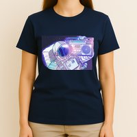 Retro Astronaut Galazy Boombox T-Shirt