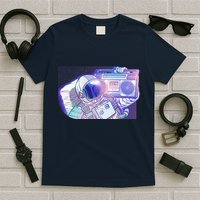 Retro Astronaut Galazy Boombox T-Shirt
