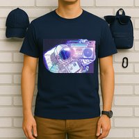 Retro Astronaut Galazy Boombox T-Shirt