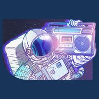 Retro Astronaut Galazy Boombox T-Shirt