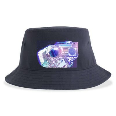 Retro Astronaut Galazy Boombox Sustainable Bucket Hat