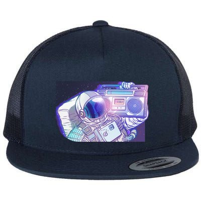 Retro Astronaut Galazy Boombox Flatbill Hat