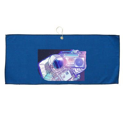 Retro Astronaut Galazy Boombox Large Microfiber Waffle Golf Towel