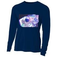 Retro Astronaut Galazy Boombox Cooling Performance Long Sleeve Crew