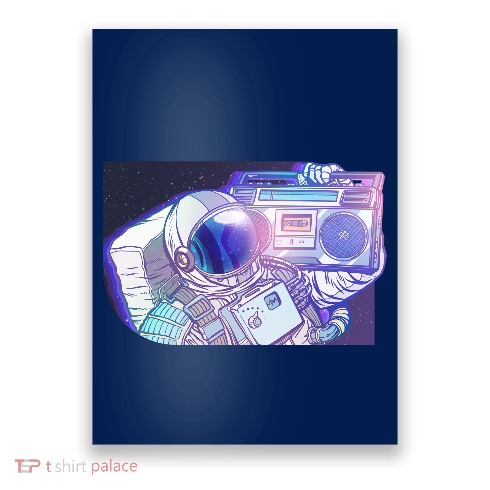Retro Astronaut Galazy Boombox Poster