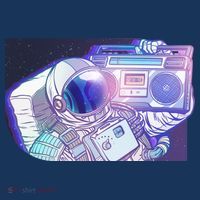 Retro Astronaut Galazy Boombox Poster