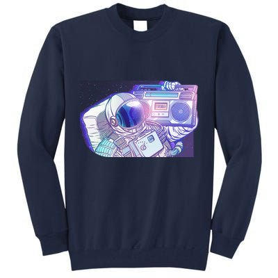 Retro Astronaut Galazy Boombox Tall Sweatshirt
