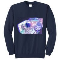 Retro Astronaut Galazy Boombox Tall Sweatshirt