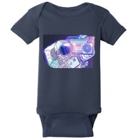 Retro Astronaut Galazy Boombox Baby Bodysuit