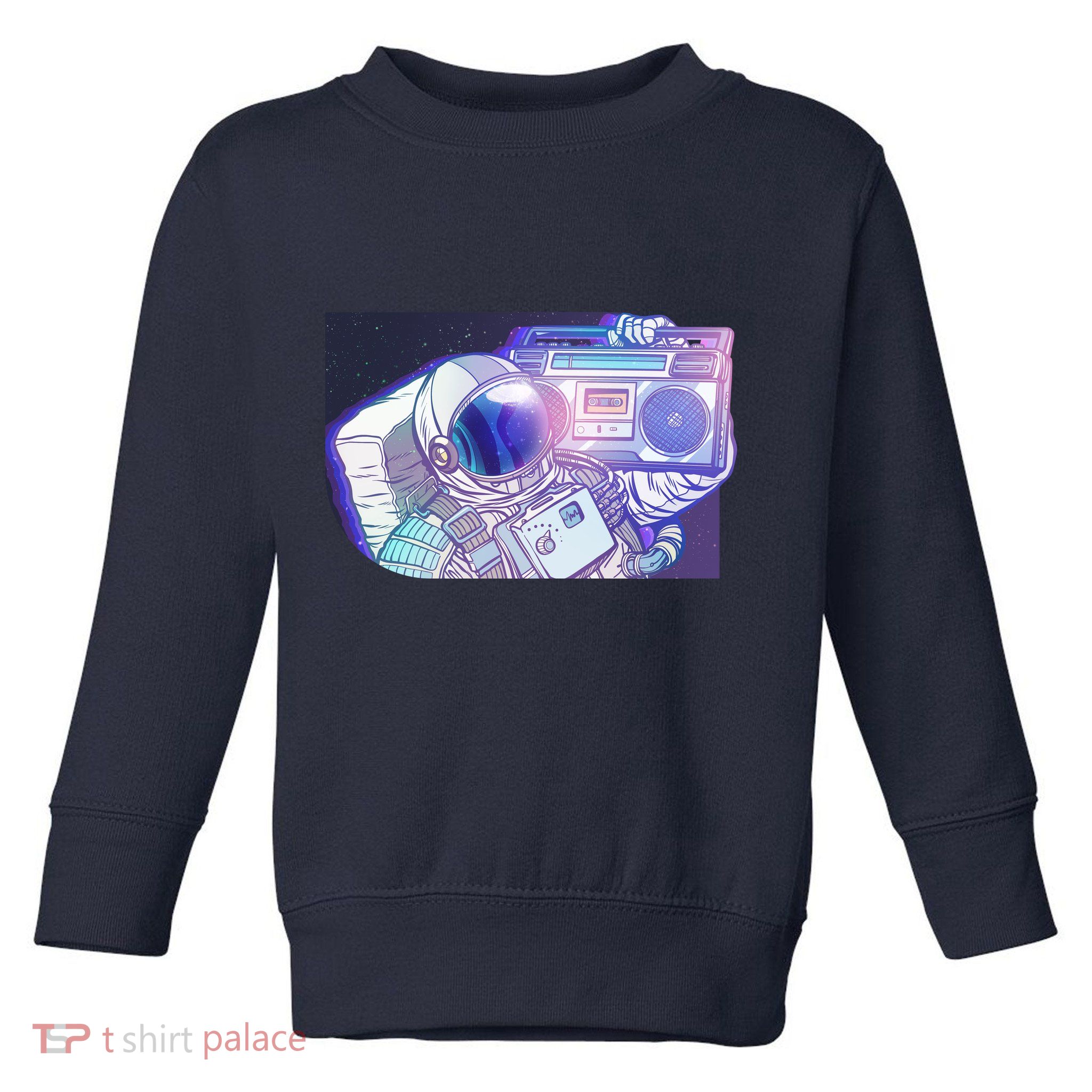 Retro Astronaut Galazy Boombox Toddler Sweatshirt