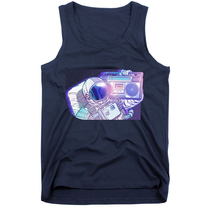 Retro Astronaut Galazy Boombox Tank Top