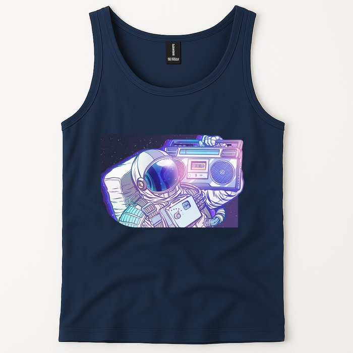 Retro Astronaut Galazy Boombox Tank Top