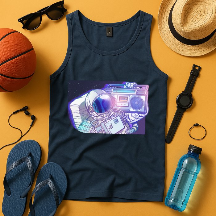Retro Astronaut Galazy Boombox Tank Top