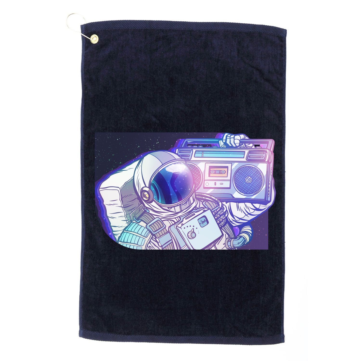 Retro Astronaut Galazy Boombox Golf Towel