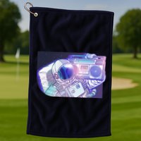 Retro Astronaut Galazy Boombox Golf Towel