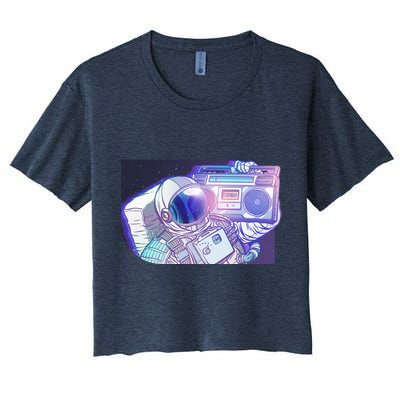 Retro Astronaut Galazy Boombox Crop Top