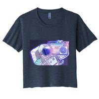 Retro Astronaut Galazy Boombox Crop Top