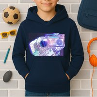 Retro Astronaut Galazy Boombox Kids Hoodie
