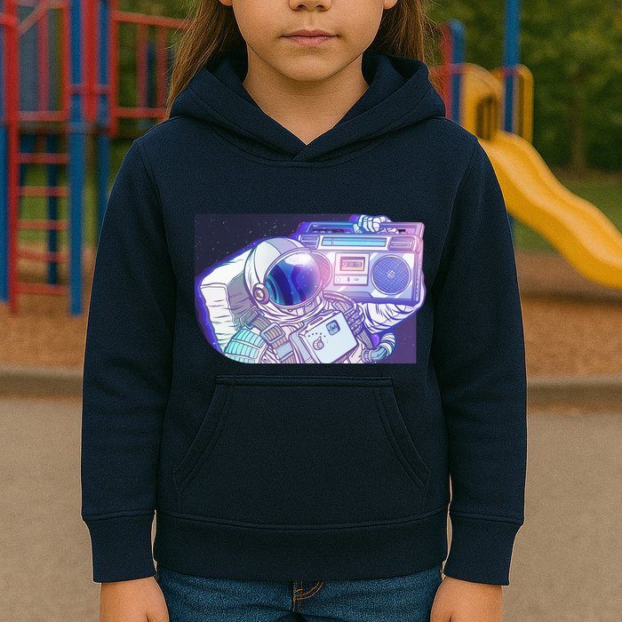 Retro Astronaut Galazy Boombox Kids Hoodie