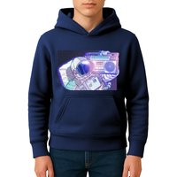 Retro Astronaut Galazy Boombox Kids Hoodie