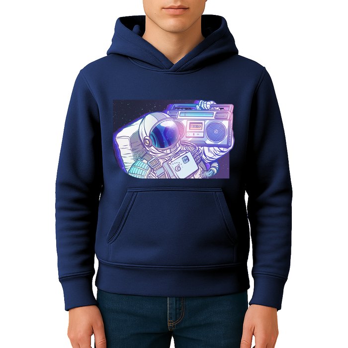 Retro Astronaut Galazy Boombox Kids Hoodie