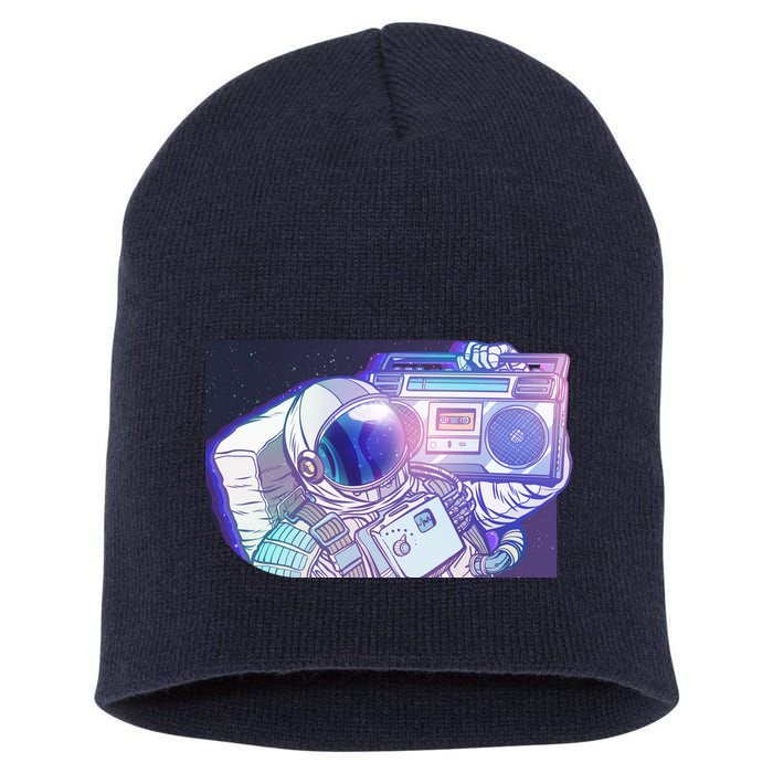 Retro Astronaut Galazy Boombox Short Acrylic Beanie