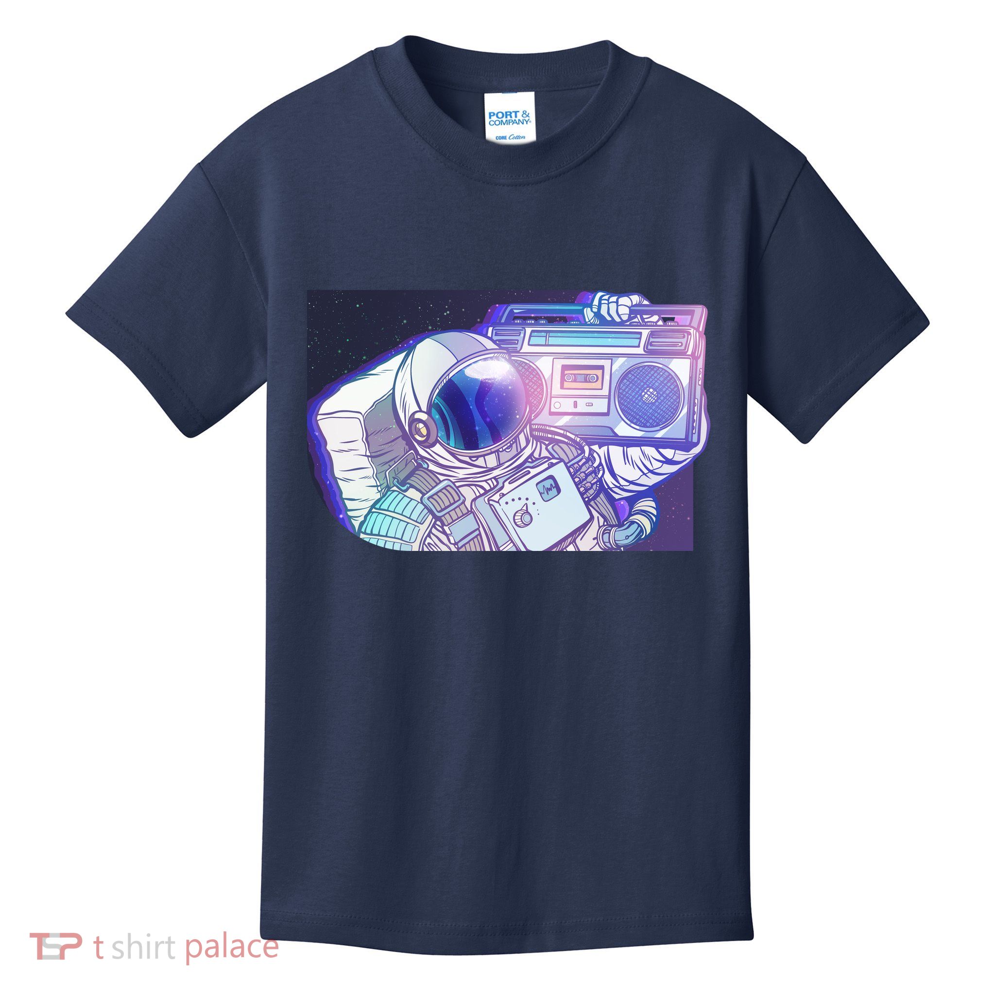 Retro Astronaut Galazy Boombox Kids T-Shirt