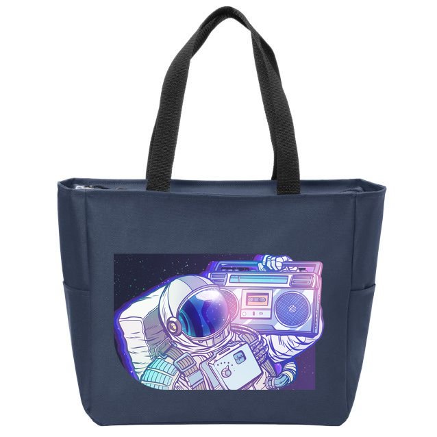 Retro Astronaut Galazy Boombox Zip Tote Bag