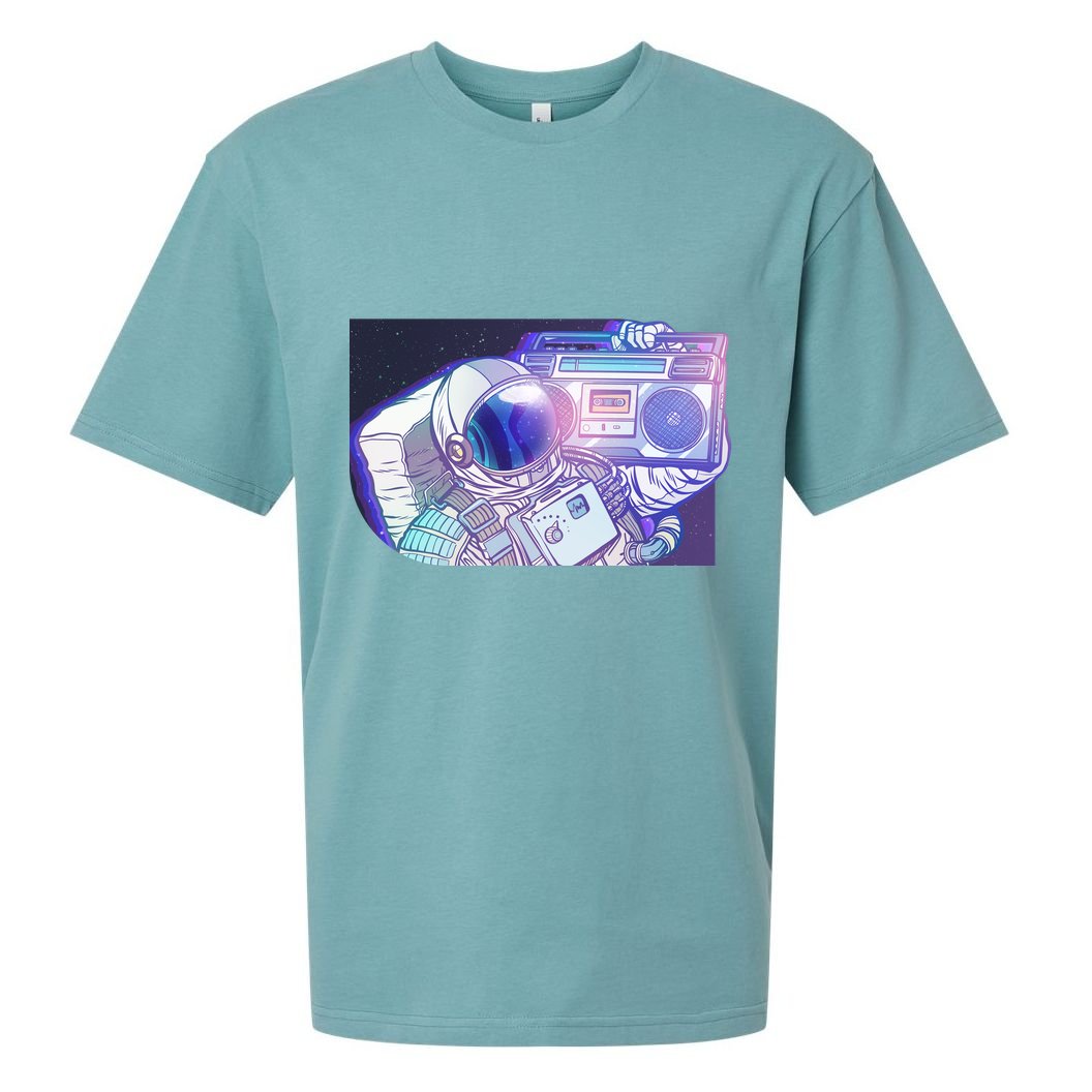 Retro Astronaut Galazy Boombox Sueded Cloud Jersey T-Shirt