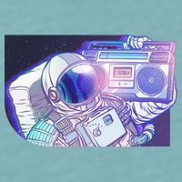 Retro Astronaut Galazy Boombox Sueded Cloud Jersey T-Shirt
