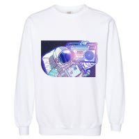 Retro Astronaut Galazy Boombox Garment-Dyed Sweatshirt