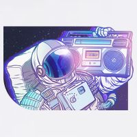 Retro Astronaut Galazy Boombox Garment-Dyed Sweatshirt