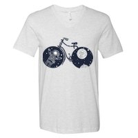 Retro Astronaut Space Bicycle V-Neck T-Shirt