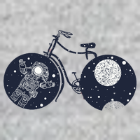 Retro Astronaut Space Bicycle V-Neck T-Shirt