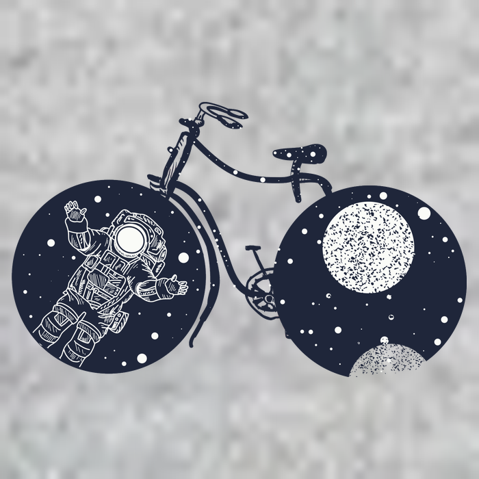 Retro Astronaut Space Bicycle V-Neck T-Shirt