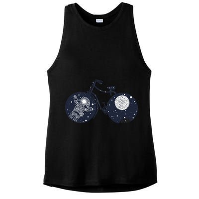 Retro Astronaut Space Bicycle Ladies PosiCharge Tri-Blend Wicking Tank