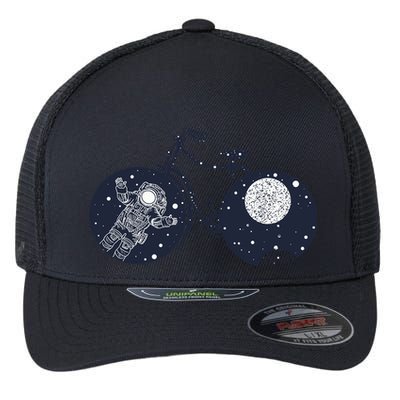 Retro Astronaut Space Bicycle Flexfit Unipanel Trucker Cap