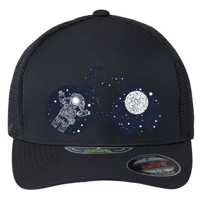 Retro Astronaut Space Bicycle Flexfit Unipanel Trucker Cap